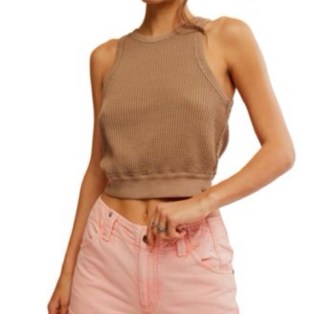 Free People We The Free Thermal Tank Top - Large Tan - NWT